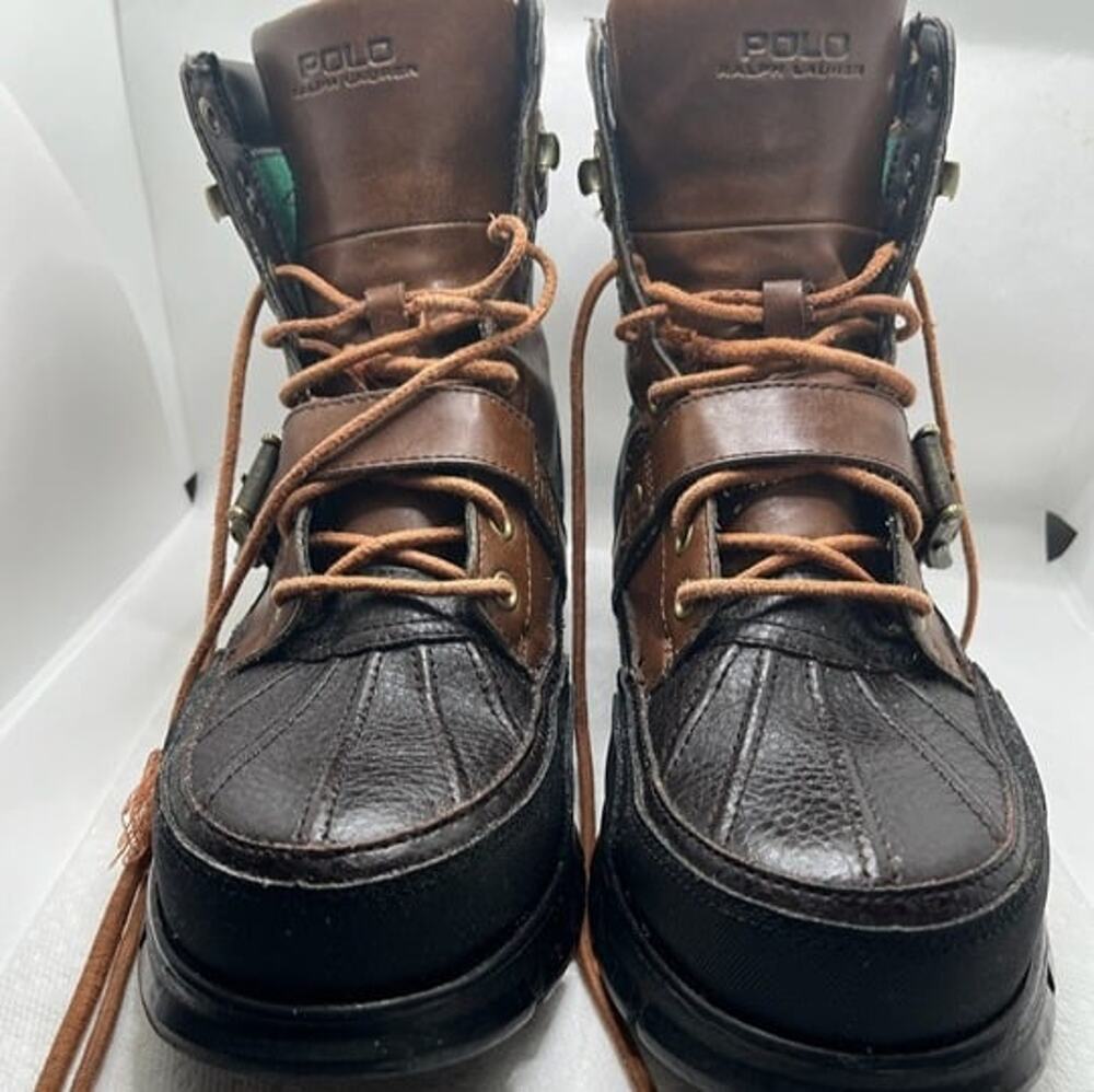 Mens Polo Ralph Lauren Brennen II Boots Brown Leather 0862 Sz11 D Duck